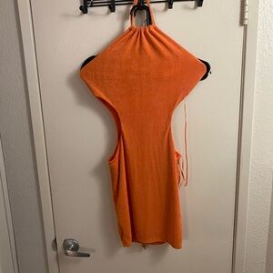 Chic Orange Halter Dress